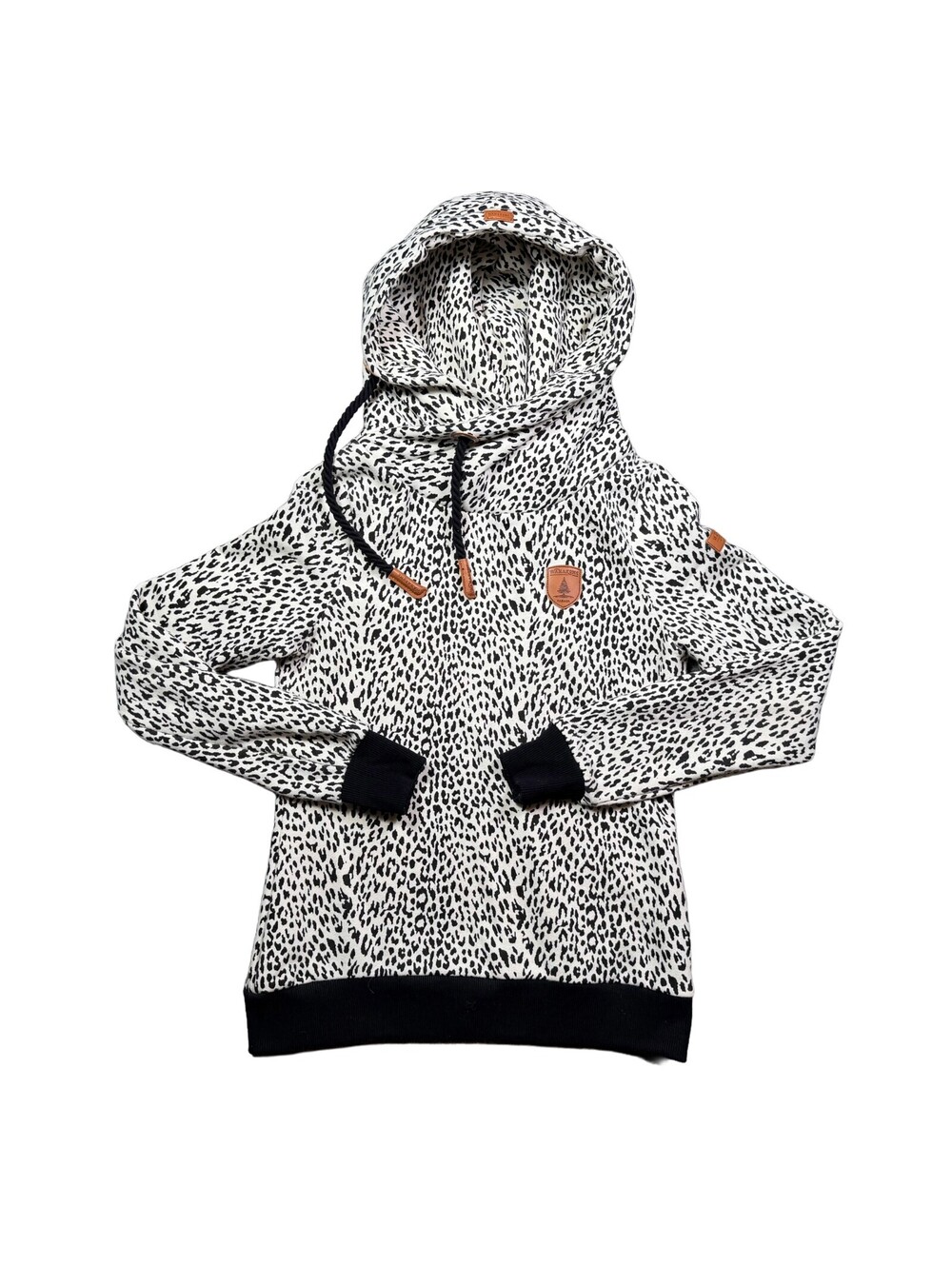 Wanakome Women’s Small Leopard Print Hoodie Sweatshirt Animal Print Pullover